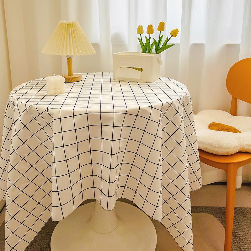 Plaid Tablecloth Girl Heart Round Table Tablecloth Dustproof Dining Table Cloth Coffee Table Mat Spread Cloth
