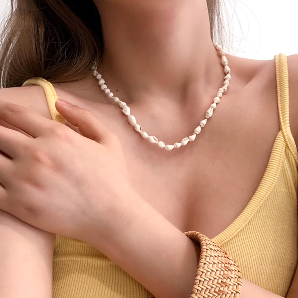 Natural Small Seashell Necklace – Handmade Beaded Choker – Summer Beach Style Versatile Accessory