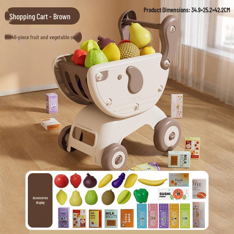 Kids' Grocery Shopping Cart Toy with Fruits & Vegetables - Interactive Role-Play for Boys & Girls