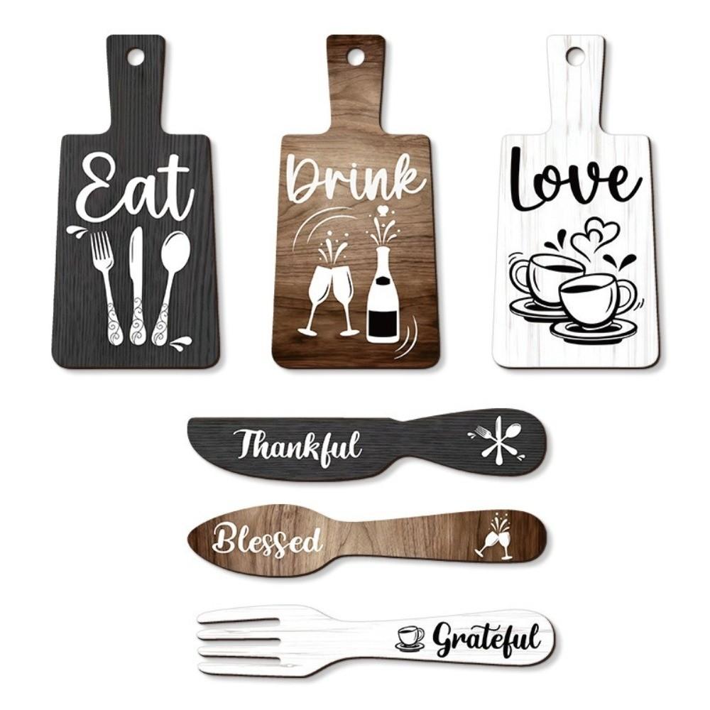 6 Pcs Mini Wood Plaque Kitchen Wall Decor Set Wall Ornaments Kitchen Wall Sign Farmhouse Decor