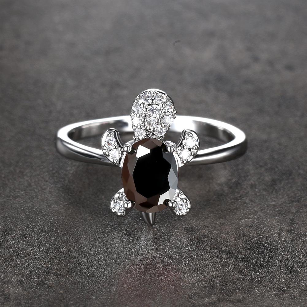 Hot Selling Fashionable White Diamond Turtle Ring Couples Simple Index Finger Ring Accessory