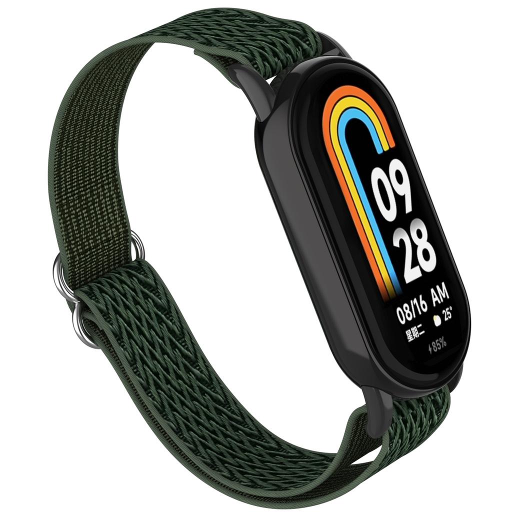 For Xiaomi Smart Band 9/8 Nylon Wave Pattern Watch Strap Metal Clasp Adjustable Wristband