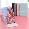 Cute Portable Personal Makeup Mirror Handheld Solid Color Foldable Makeup Mirror Mini PU Leather Pocket Mirror Home