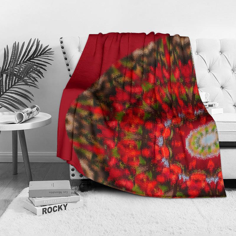 Fellimitat Decke Karomuster Samt Bettdecke Sofa Überwurf Dekorative Decke für Wohnzimmer Schlafzimmer Rot Schwarz Blumendekor