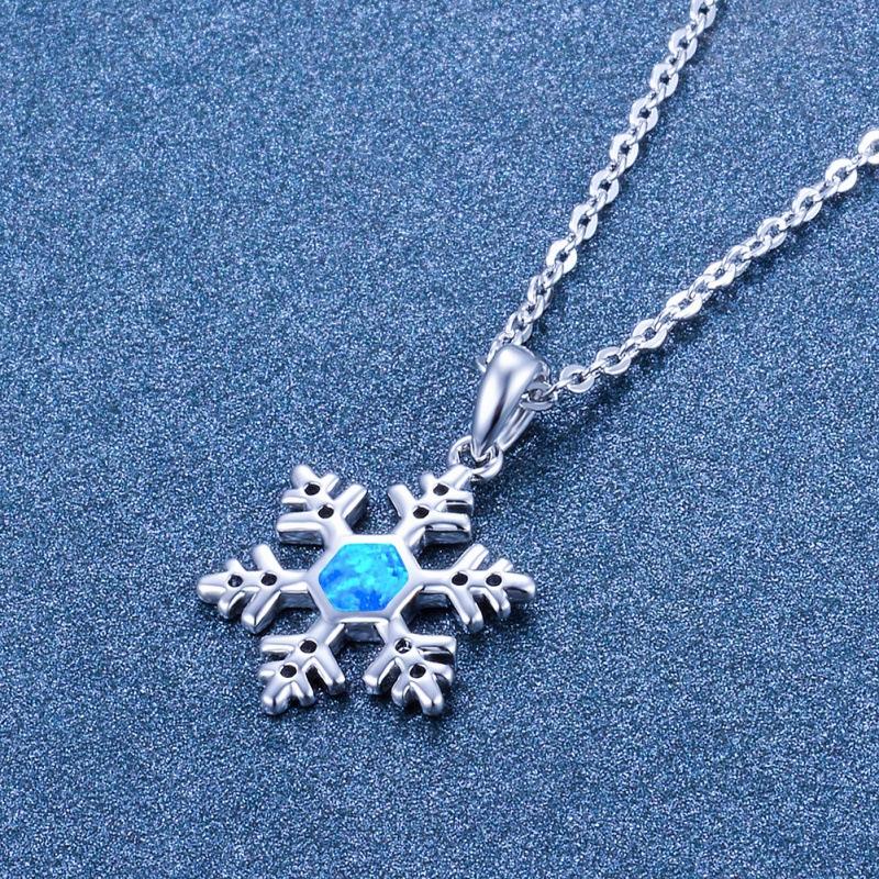 Wish new platinum snowflake white opal necklace women ins wind collarbone chain