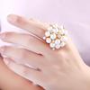 Elegant Floral Diamond Knuckle Ring - Adjustable Retro European Style