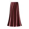 Qooth Elegant Women Satin Fishtail Skirt Maxi Length Bodycon Slim Elastic Waist Skirt QT2762