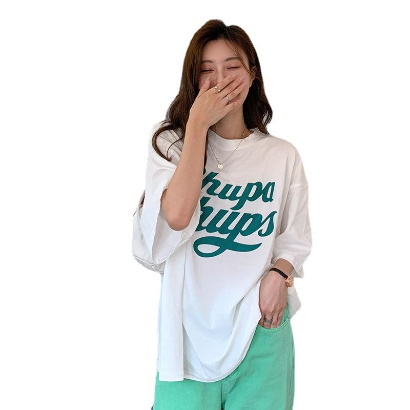 Letter Print Summer Loose Short Sleeve T-shirt Female Student Large Size Top Women's Base Shirt Women's Clothing