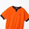 Champion Short Sleeve Ribbed Fleece Embroidered Crew Dull Women's Sweatshirt, 100% Cotton, Knit, Lining, Logo, Neck, Casual, Orange, CW-Z006
