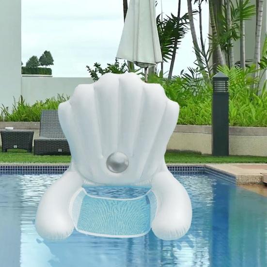 Schwimmender Stuhl Muschelform Aufblasbarer Pool-Schwimmkörper Leicht Tragbar Einfach aufzublasen Outdoor Wasser-Schwimmstuhl