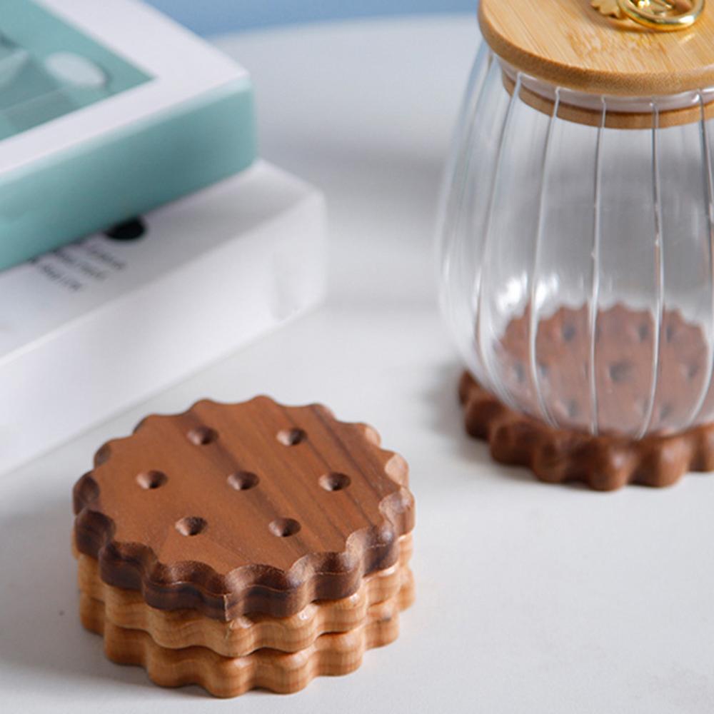 Wooden Coasters Biscuit Shape Table Wood Coasters For Drink Cup Coffee Tea Hot Drinks Table Mats Farmhouse Cup Coasters For