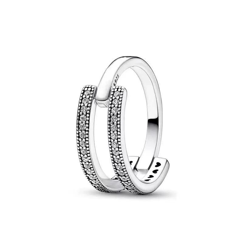 Waterdrop Ring S925 Silver Zircon Blue Stone Heart Ring Fashionable Women's Jewelry Party Wedding Gifts