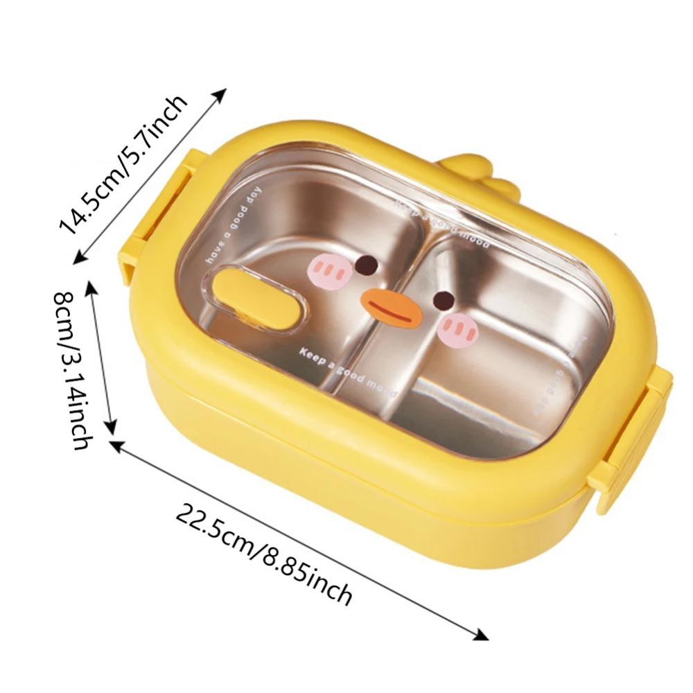 Stainless Steel Lunch Container 2 Compartments Food Storage Box Heatable Duckling Lunch Box  Girls
