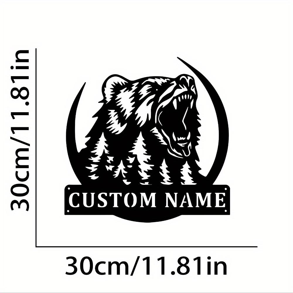 

Металлическая семейная табличка с именем Медведь Черное железо Декор для наружной садовой двери