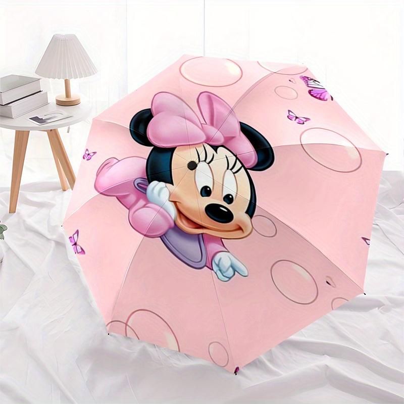1pc Minnie Mouse,Butterflies Automatic Folding Umbrella: Compact 8-Bone Design Cartoon Outdoor Travel Companion, Business Umbrella, Christma