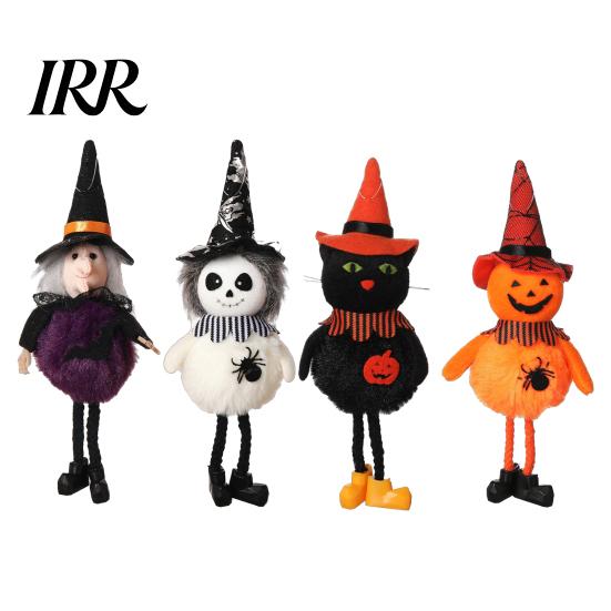 Seasonal Holiday Decoration Halloween Plush Pom Hanging Decoration, Pumpkin/Ghost/Black Cat/Witch Doll Witch Ornament for Tree, Porch, Window