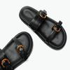 Luxury   Platform Slippers for Women Summer High Quality Soft Leather Metal Buckle Slide Sandals Beach Flat Shoes