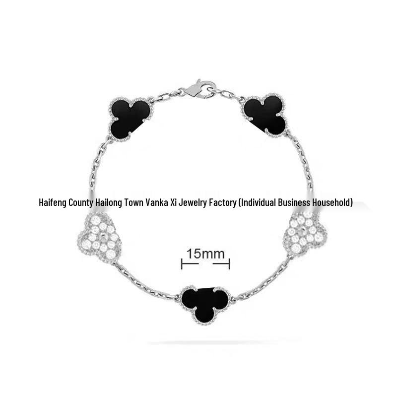 Bransoletka V Gold z Różowego Złota 18K z Koniczyną na Szczęście, Fioletowym Chalcedonem i Czerwonym Agatem dla Kobiet