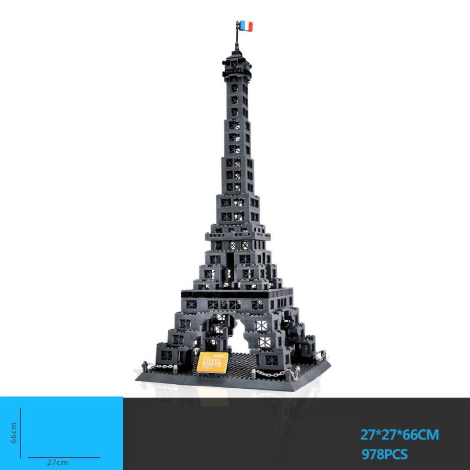 World Famous Cultural Architecture Creative Building Block Eiffel Tower Paris France Model Brick Educational Toys Collection