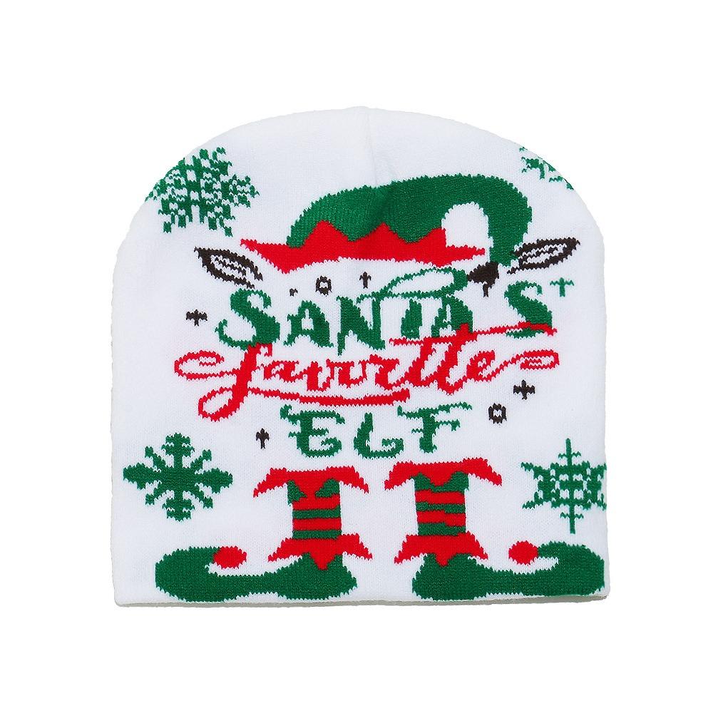 Reindeer Red Knitted Woolen Hat Christmas Tree Pullover Cap Santa Claus Beanie Hat  Women