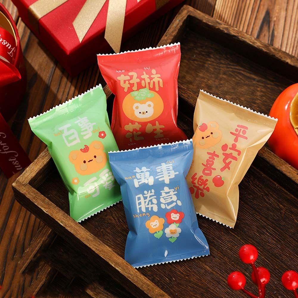 100pcs Handmade Snowflake Crisp Packaging Bag Transparent New Year Sealing Bag Snack