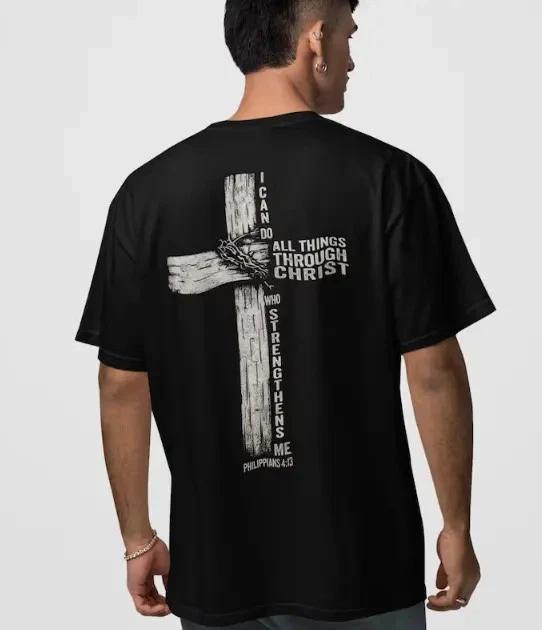 Philippians 4:13  Shirt Christian Bible Verse Faith Gift for Dad Tee 2XL