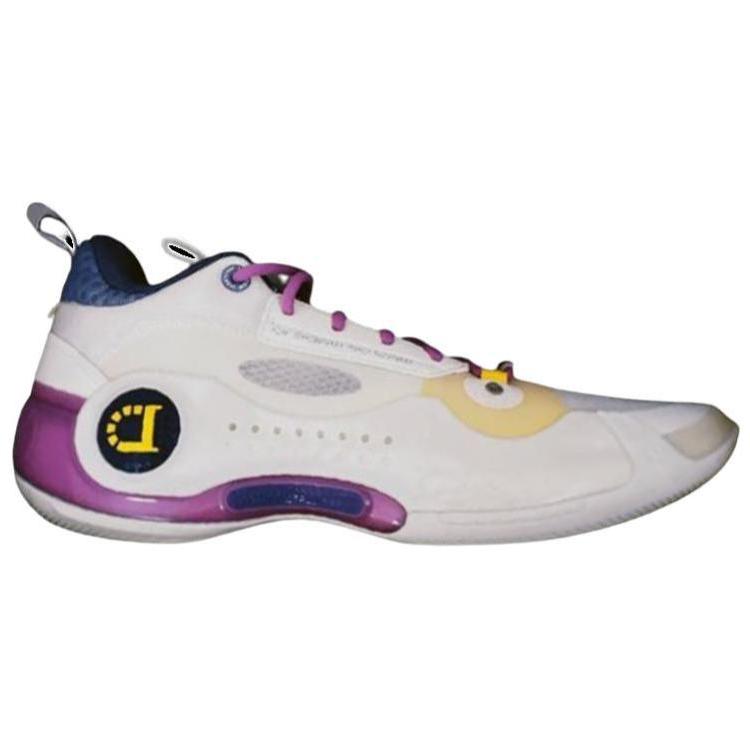 Li Ning WOW 10 Abrasion Resistant Abrasion Resistant Low top Basketball Shoes Men's White Purple PE Version ABAS083-10
