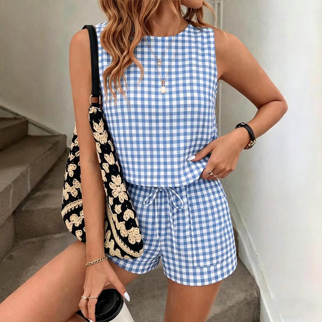 Completi da Donna in Lino 2 Pezzi, Camicia Oversize Bottoni e Pantaloncini con Vita Elastica, Tuta Casual Estiva per il Tempo Libero