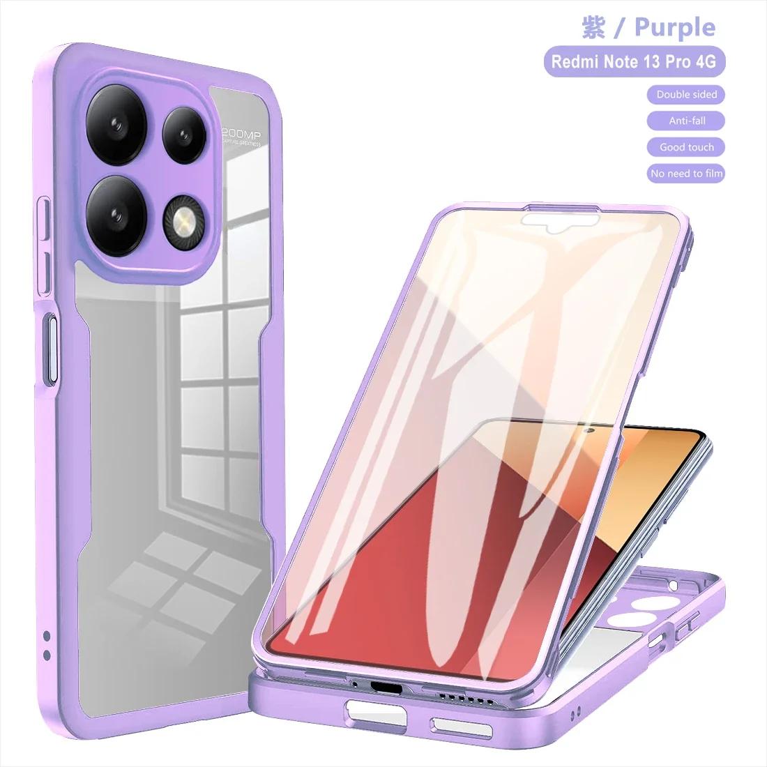 

Противоударный прозрачный чехол 360 для Xiaomi Redmi Note 13 12 Pro 4G 5G Note 13 Pro Plus 5G Redmi A3 Чехол с полной защитой экрана Redmi NOTE13 4G фиолетовый
