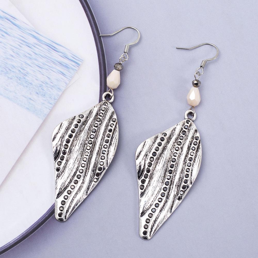 

Elegant Geometric Alloy Striped Drop Earrings for Women античный серебряного