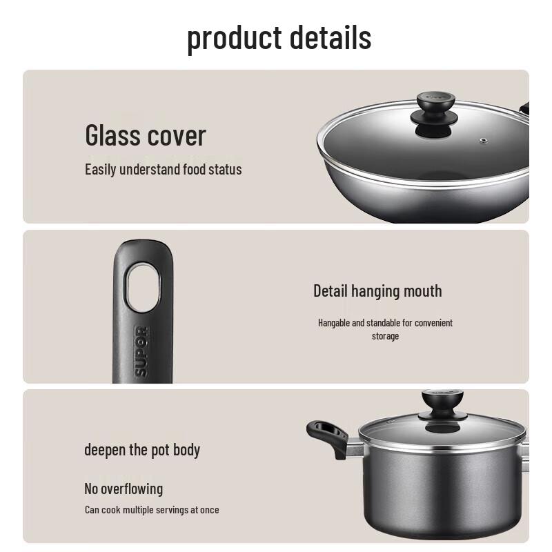 SUPOR Colorful Non-stick 3-Piece Cookware Set