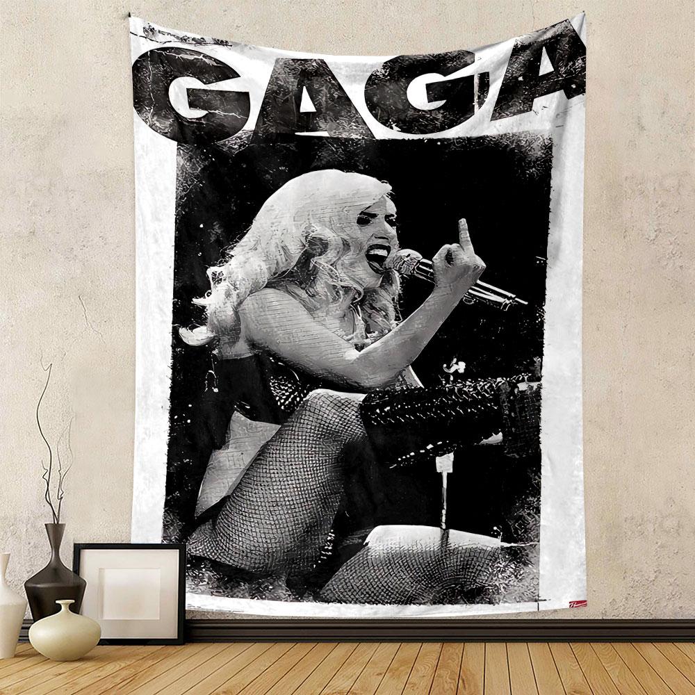 Gaga Poster Tapestry Wall Hanging, Pop Star Retro Art, Bold Music Wall Decor for Bedroom Dorm