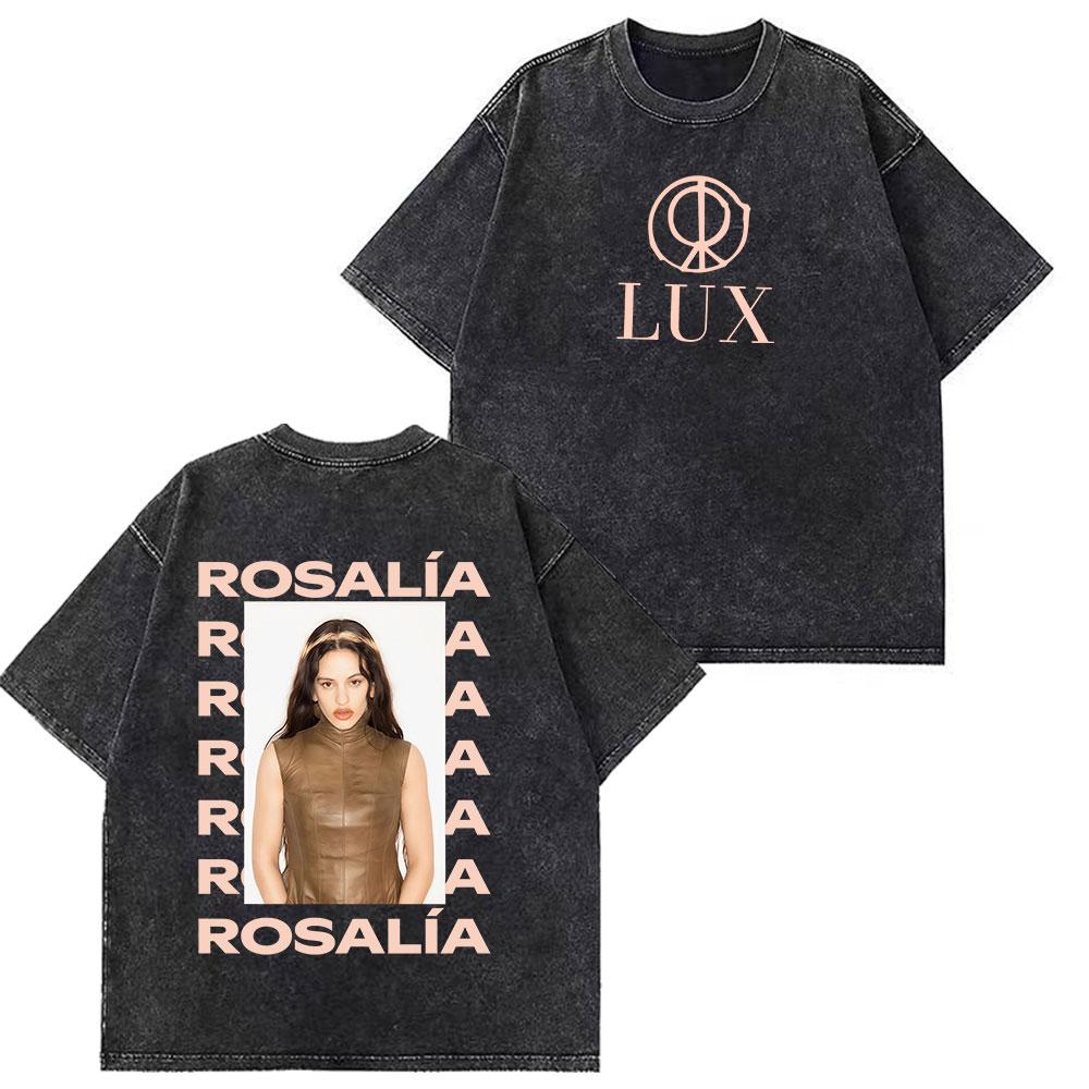 T-shirts Graphiques Notes de Musique Rosala LUX Unisexes Mode Femme T-shirt Ample Décontracté Esthétique T-shirts Lavés Streetwear