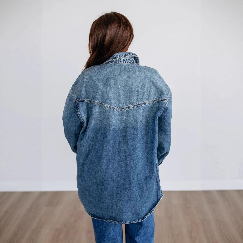 2025 Autumn Retro Lapel Women's Loose Denim Jacket