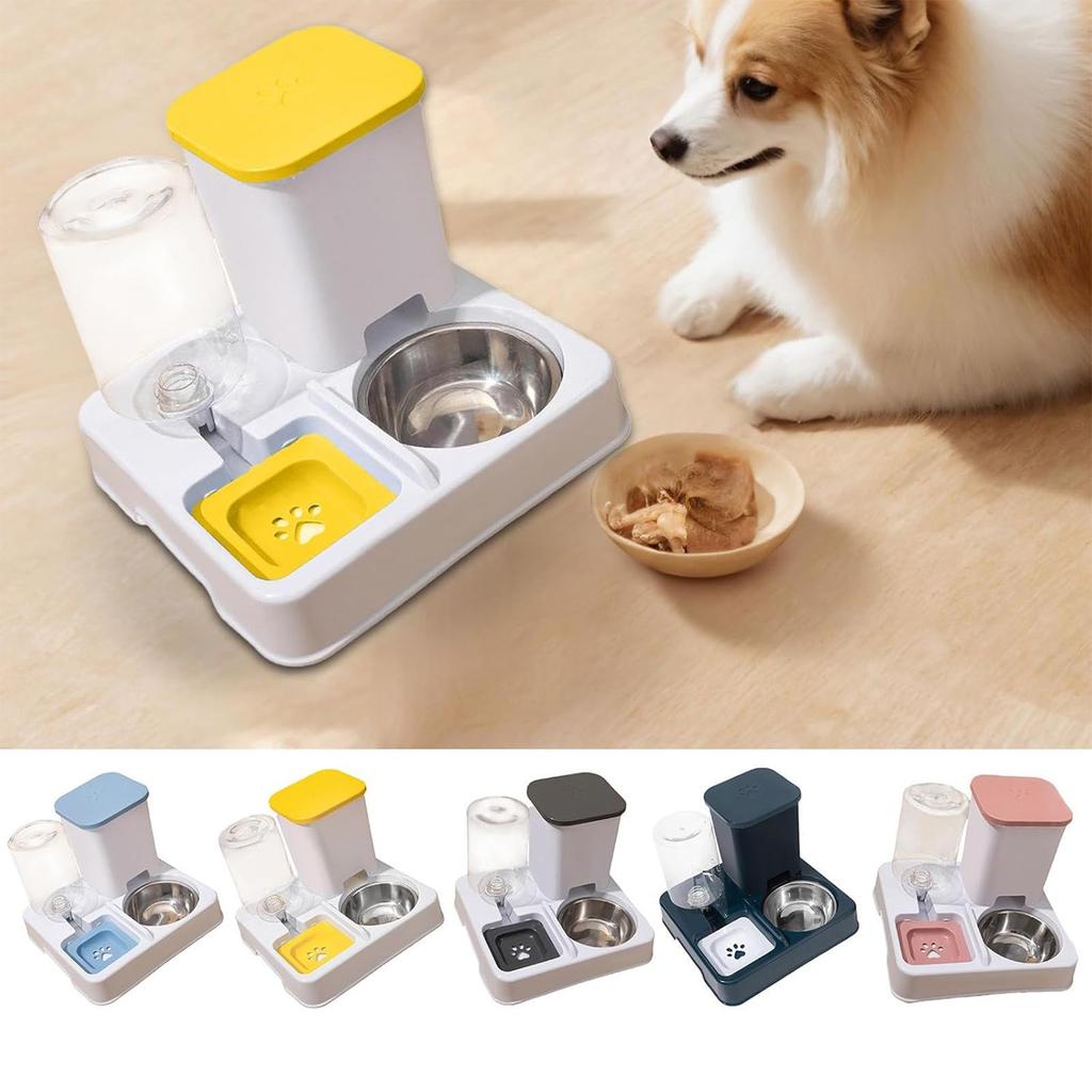 Cat Feeder And Drinker, 2 In 1 Automatic Pet Feeder, Pet Food Bowl, Pet Supplies For Small Medium Large Cats, Large Capacity Dog Bowl Drinking Water