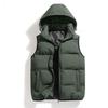Hooded Vest Men Casual Waistcoat Sleeveless Padded Jacket Couples Detachable Hat  Zipper Pockets Down Jackets Men Outwear