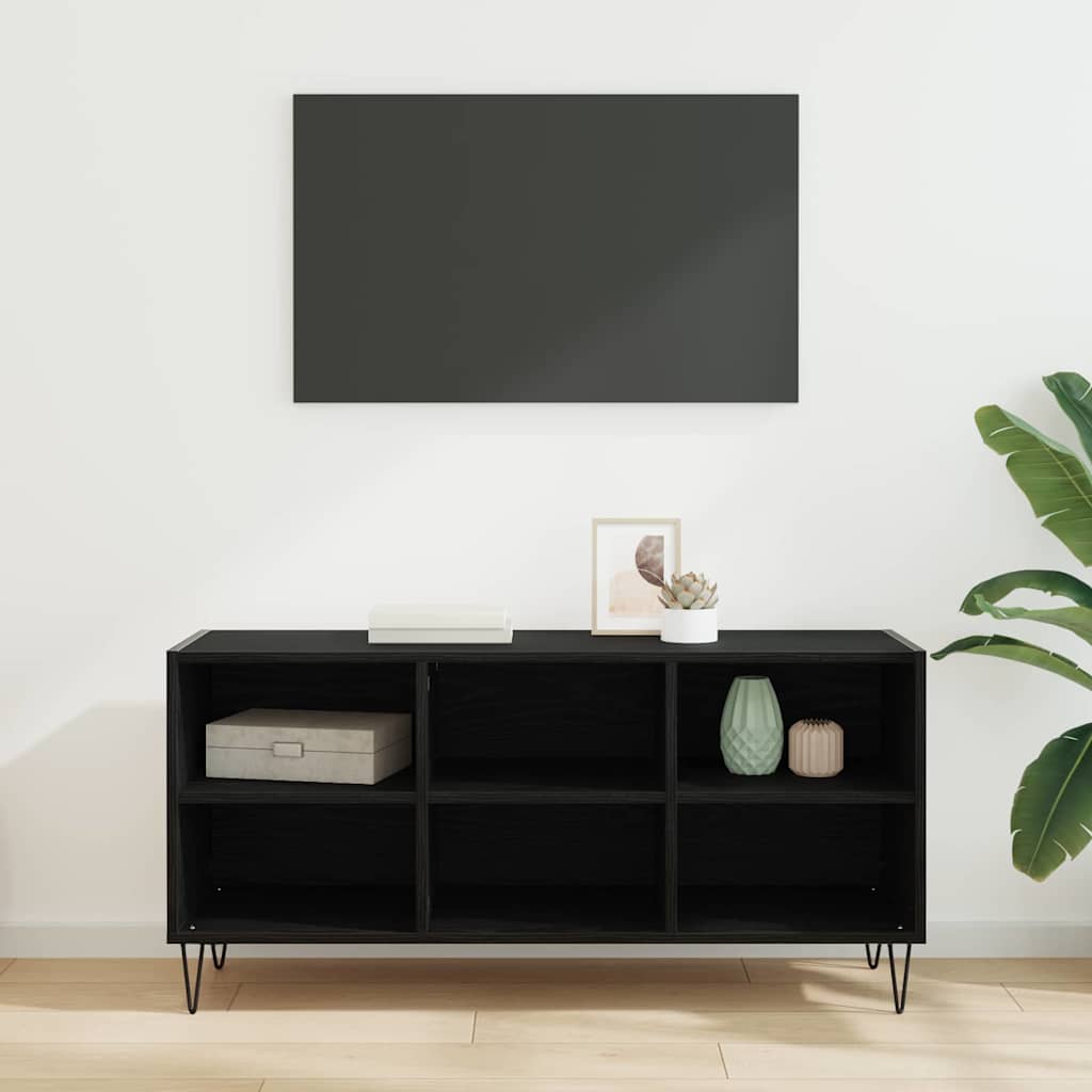 TV Stand in Black Oak Look 103.5 x 30 x 50 cm