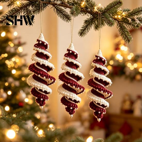 Relaxing Crafting Hobbies Christmas Ornament Crochet Kit, DIY Spiral Tree Starter Xmas Easy Craft Kits for Adults Kit Holiday Home Decoration,
