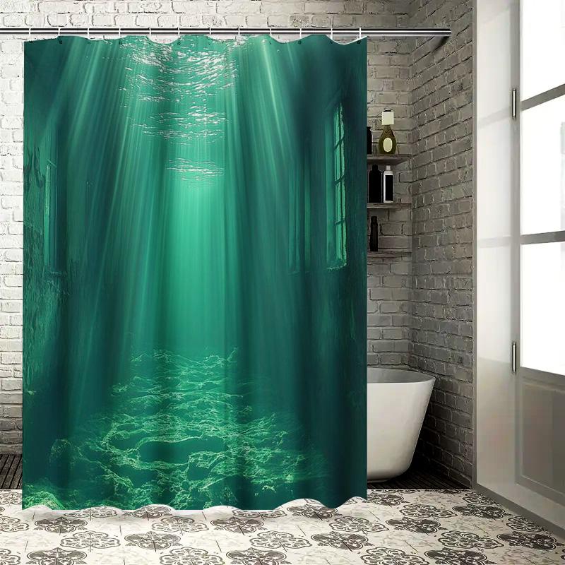 Mystic Underwater City Design Waterproof Shower Curtain Heat Resistant Machine Washable Non-Transparent 180x180cm