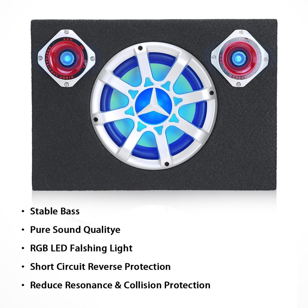 3 LED Lights Power Amplifier Car Stereo High Fidelity Car Audio Music Player Bluetooth Car Active Audio Subwoofer Speaker 8-inches