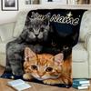1PC Custom Name "Cat Trio Night Sky" Flannel Blanket Versatile,all-season Throw Suitable for the Living Room,bedroom,camping,travel,and Gift