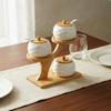 Ensemble de pots à condiments en céramique Garde les assaisonnements frais Récipient à assaisonnements Anti-poussière Porcelaine