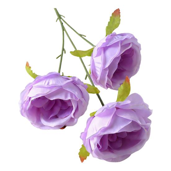 26" Artificial Rose Flower Realistic Fake Silk Rose Flower with Long Stems 3 Heads Full Blooms Faux Flower Branch for DIY Bridal Bouquet Home Wedding