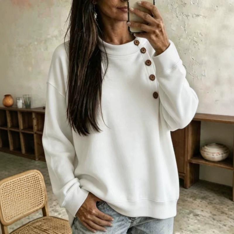 MGHR Women's Fashion Casual Solid Color Print Autumn Winter Long Sleeve O-Neck Hoodie