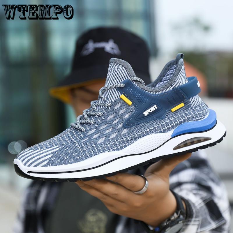 WTEMPO Men's Summer Air Cushion Sneakers Mesh Outdoor Breathable Sport Shoes Thick Bottom Non-Slip Basketball Shoes Casual Running Shoes
