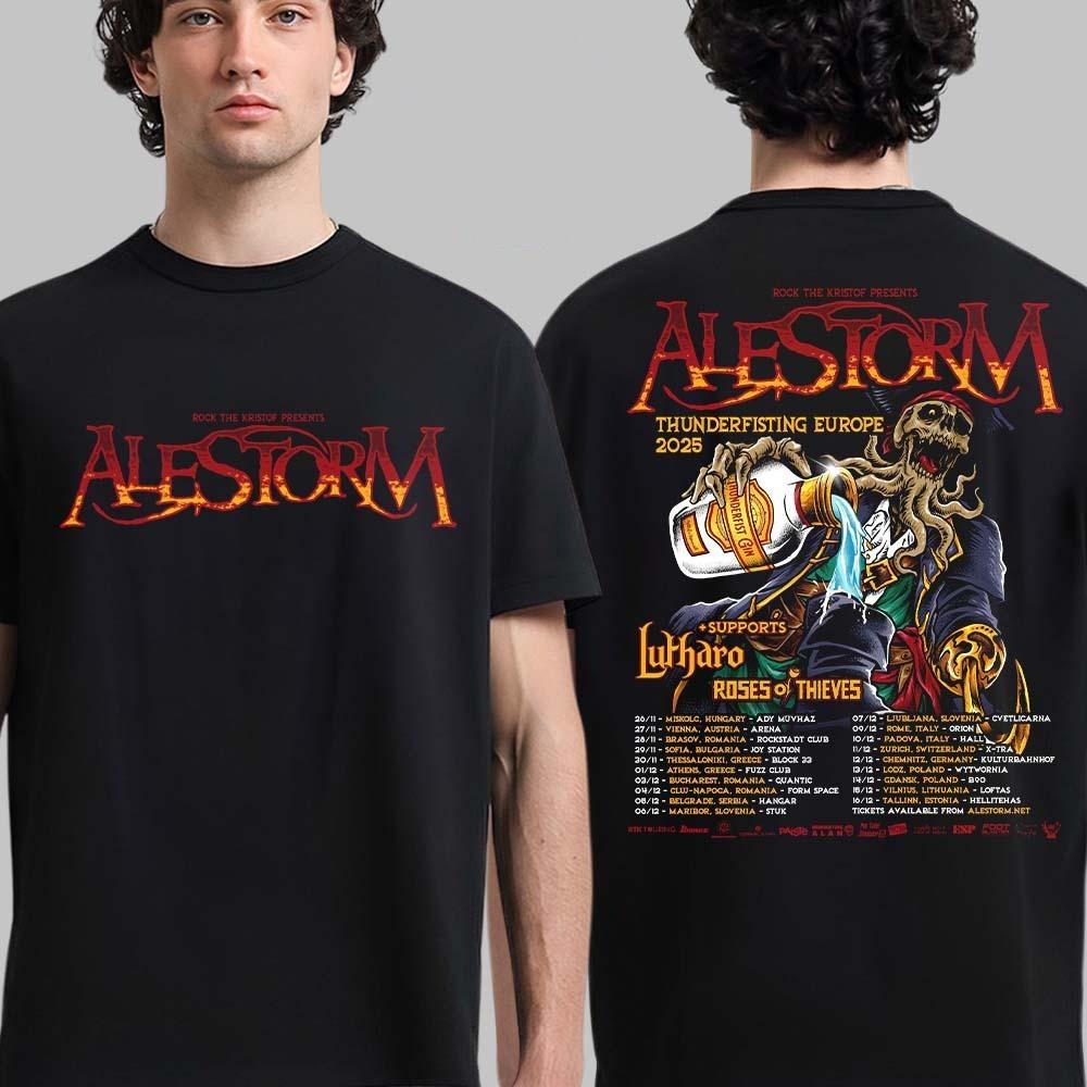 

Alestorm East European Tour 2025 Thunderfisting Europe Schedule Two Sided Shirt S