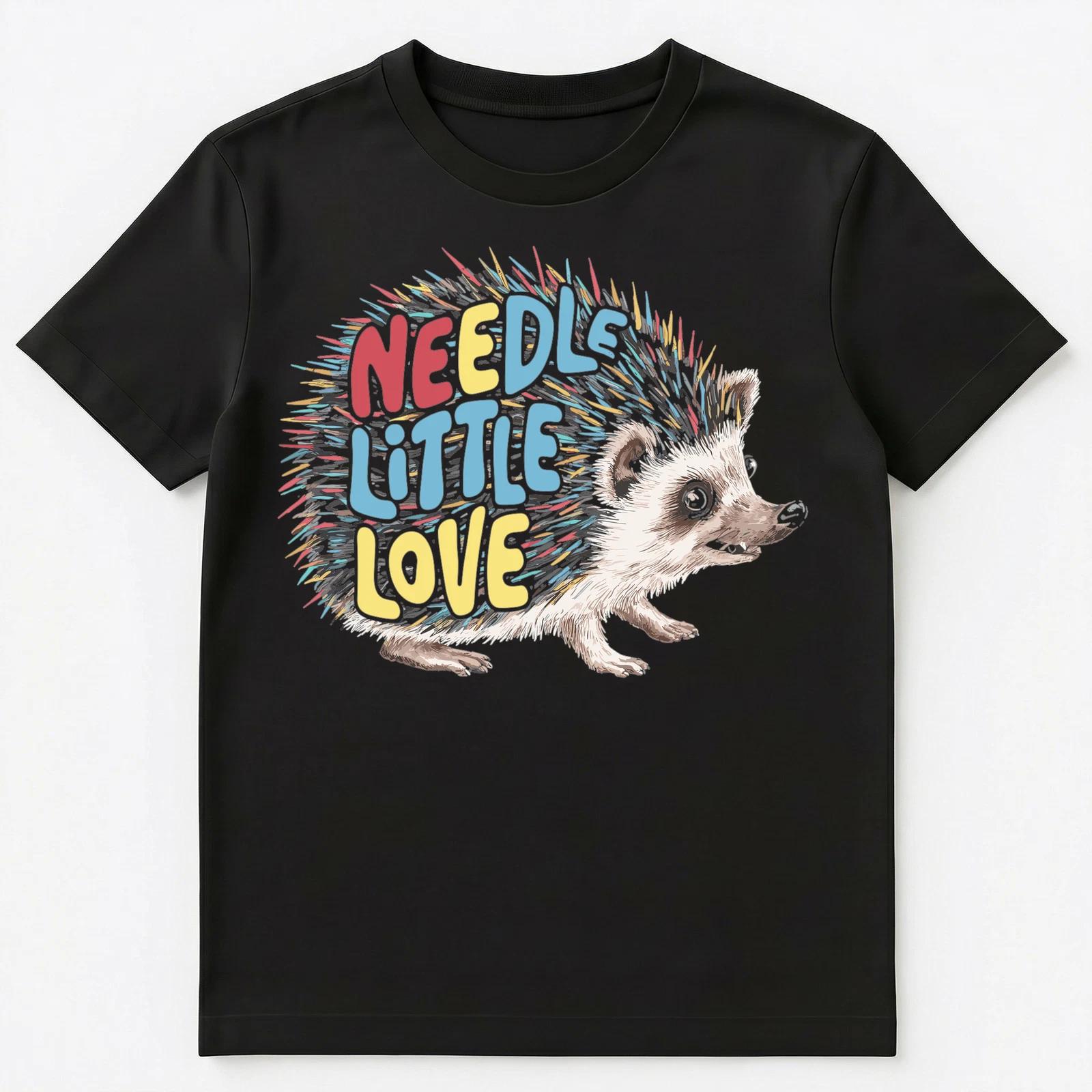Funny Needle Little Love Pun Hedgehog Unisex T-Shirt M