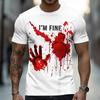Fashion Halloween Red Palm Graphic Short Sleeve T-shirt Breathable Men's Short Sleeve Tee Clothing I'm OK Print T Shirt For Man