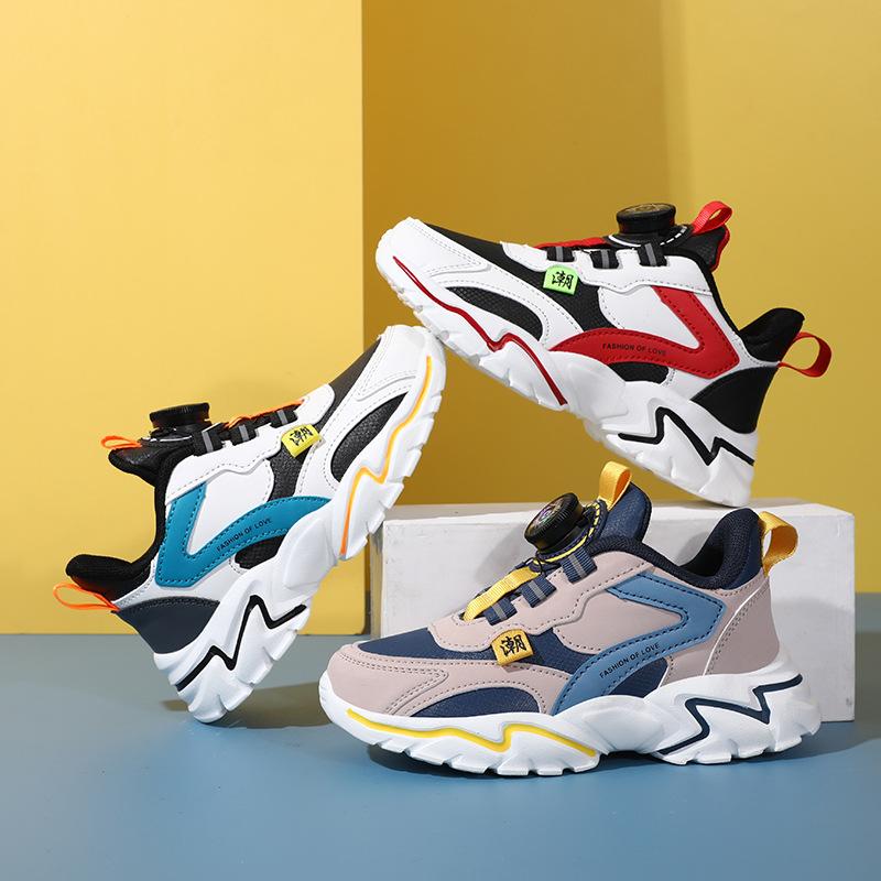 2025 new dad shoes rotating buckle breathable mesh non-slip running shoes middle age tide