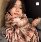 Retro plaid Japanese and Korean atmosphere plaid scarf women's plaid series contrasting color warm shawl student scarf